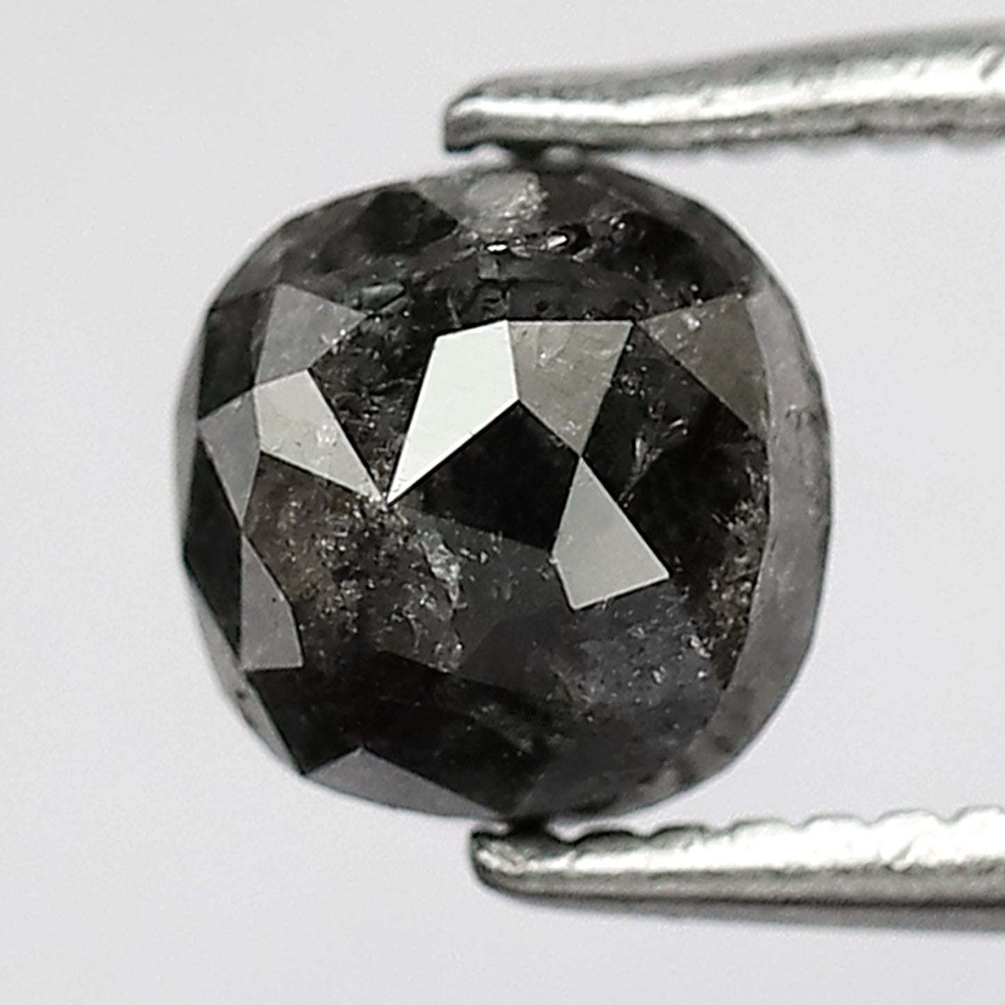 1.33 ct 5 mm natural black square cut diamond, salt and pepper diamond ring