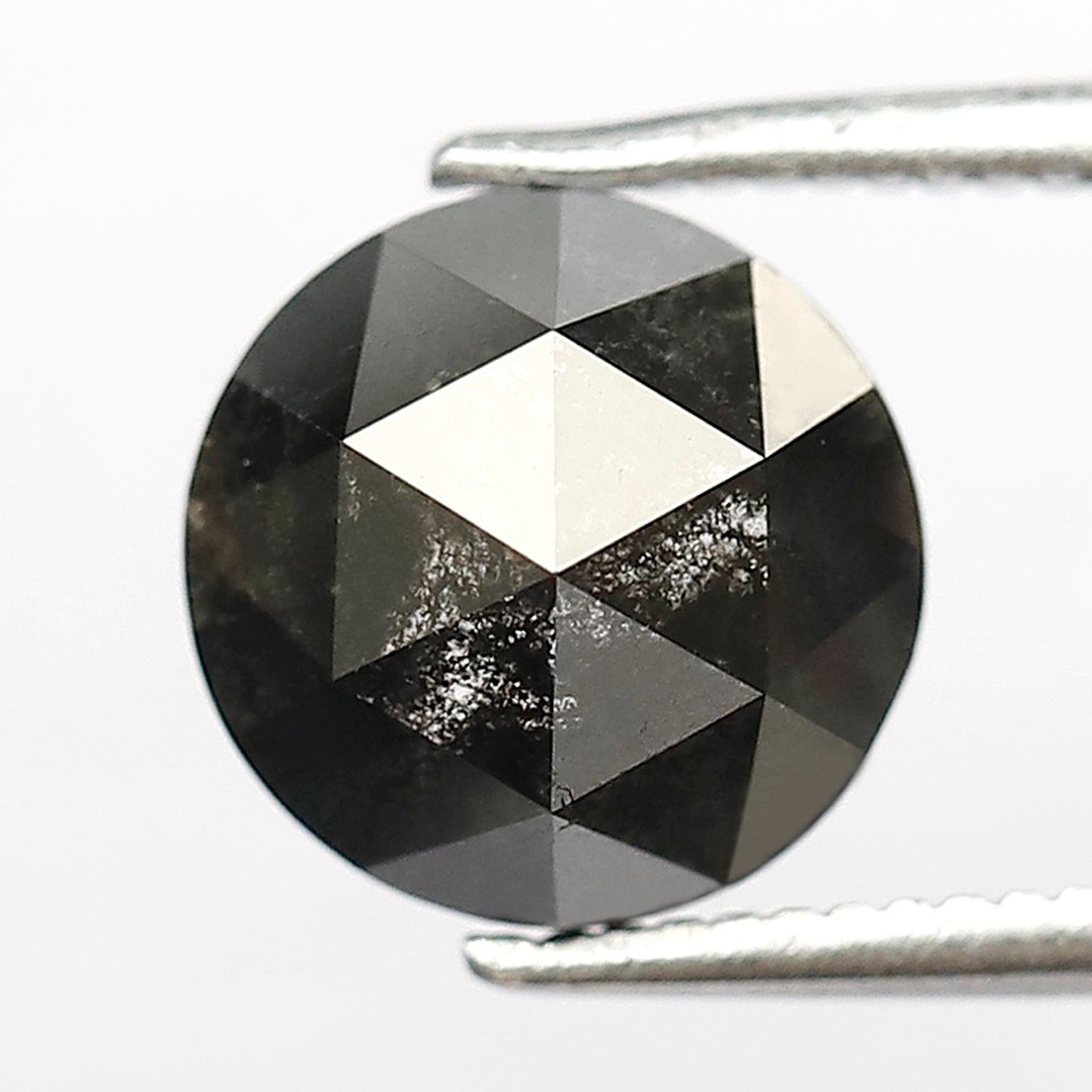 2.15 CT Round Rose Cut Salt and Pepper Diamond | Natural Grey Black Loose Diamond | Rustic Engagement Ring Stone | 8.2 MM