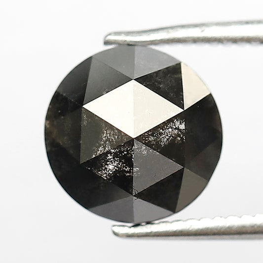 2.15 CT Round Rose Cut Salt and Pepper Diamond | Natural Grey Black Loose Diamond | Rustic Engagement Ring Stone | 8.2 MM