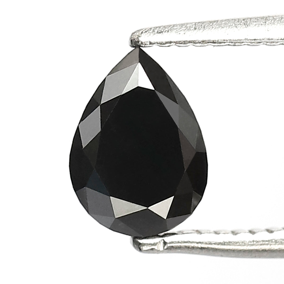 0.85 CT Pear Cut Diamond 6.70 MM Heated Black color Diamond For Engagement Ring