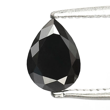 0.85 CT Pear Cut Diamond 6.70 MM Heated Black color Diamond For Engagement Ring