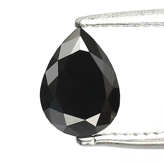 0.85 CT Pear Cut Diamond 6.70 MM Heated Black color Diamond For Engagement Ring