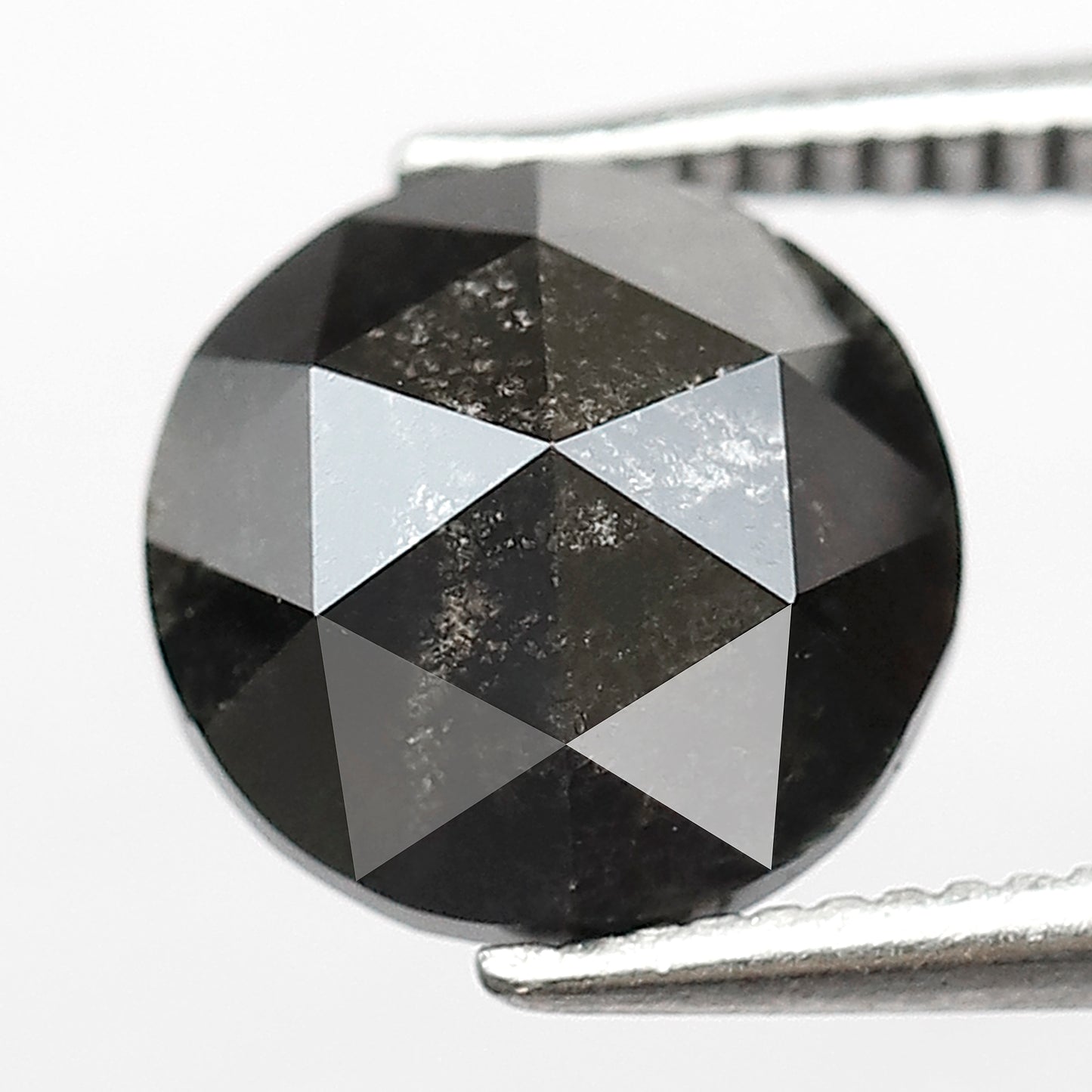 2.15 CT Round Rose Cut Salt and Pepper Diamond | Natural Grey Black Loose Diamond | Rustic Engagement Ring Stone | 8.2 MM