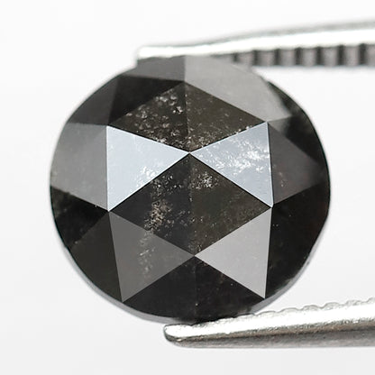 2.15 CT Round Rose Cut Salt and Pepper Diamond | Natural Grey Black Loose Diamond | Rustic Engagement Ring Stone | 8.2 MM