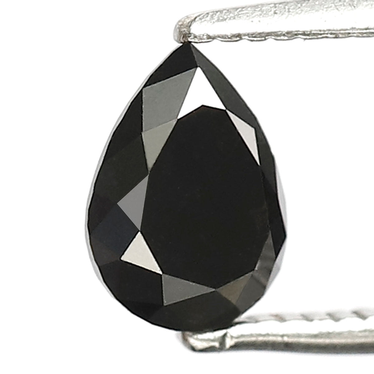 0.85 CT Pear Cut Diamond 6.70 MM Heated Black color Diamond For Engagement Ring