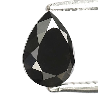 0.85 CT Pear Cut Diamond 6.70 MM Heated Black color Diamond For Engagement Ring
