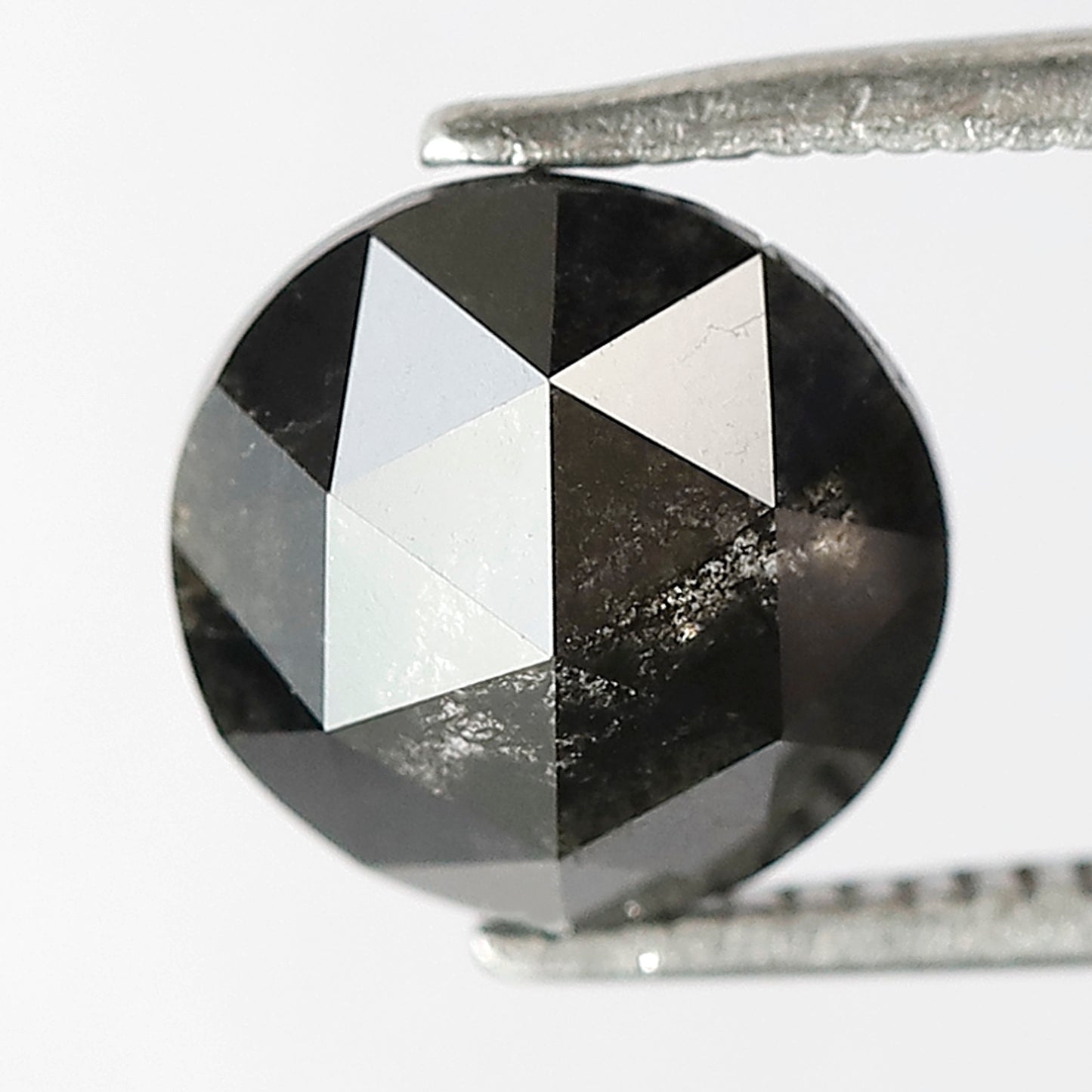 2.15 CT Round Rose Cut Salt and Pepper Diamond | Natural Grey Black Loose Diamond | Rustic Engagement Ring Stone | 8.2 MM