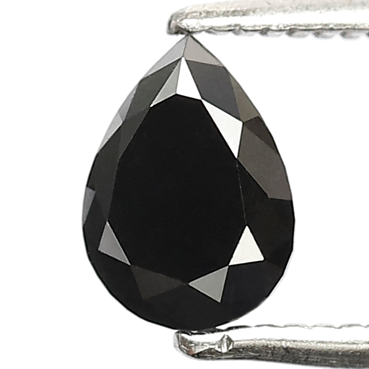 0.85 CT Pear Cut Diamond 6.70 MM Heated Black color Diamond For Engagement Ring