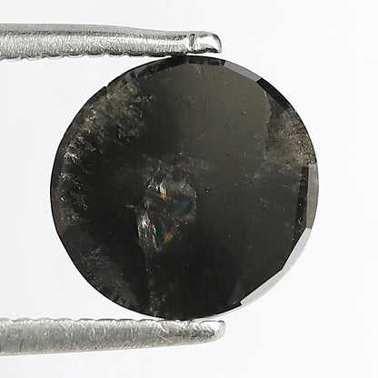 2.15 CT Round Rose Cut Salt and Pepper Diamond | Natural Grey Black Loose Diamond | Rustic Engagement Ring Stone | 8.2 MM
