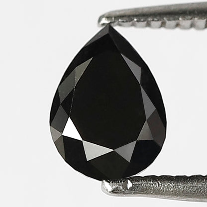 0.85 CT Pear Cut Diamond 6.70 MM Heated Black color Diamond For Engagement Ring