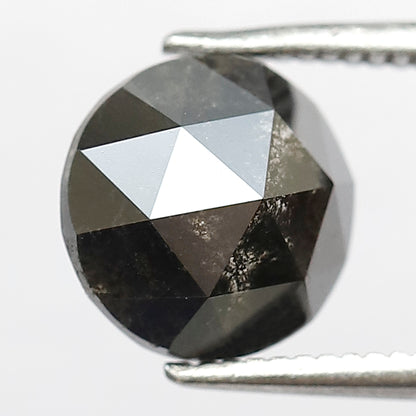2.15 CT Round Rose Cut Salt and Pepper Diamond | Natural Grey Black Loose Diamond | Rustic Engagement Ring Stone | 8.2 MM