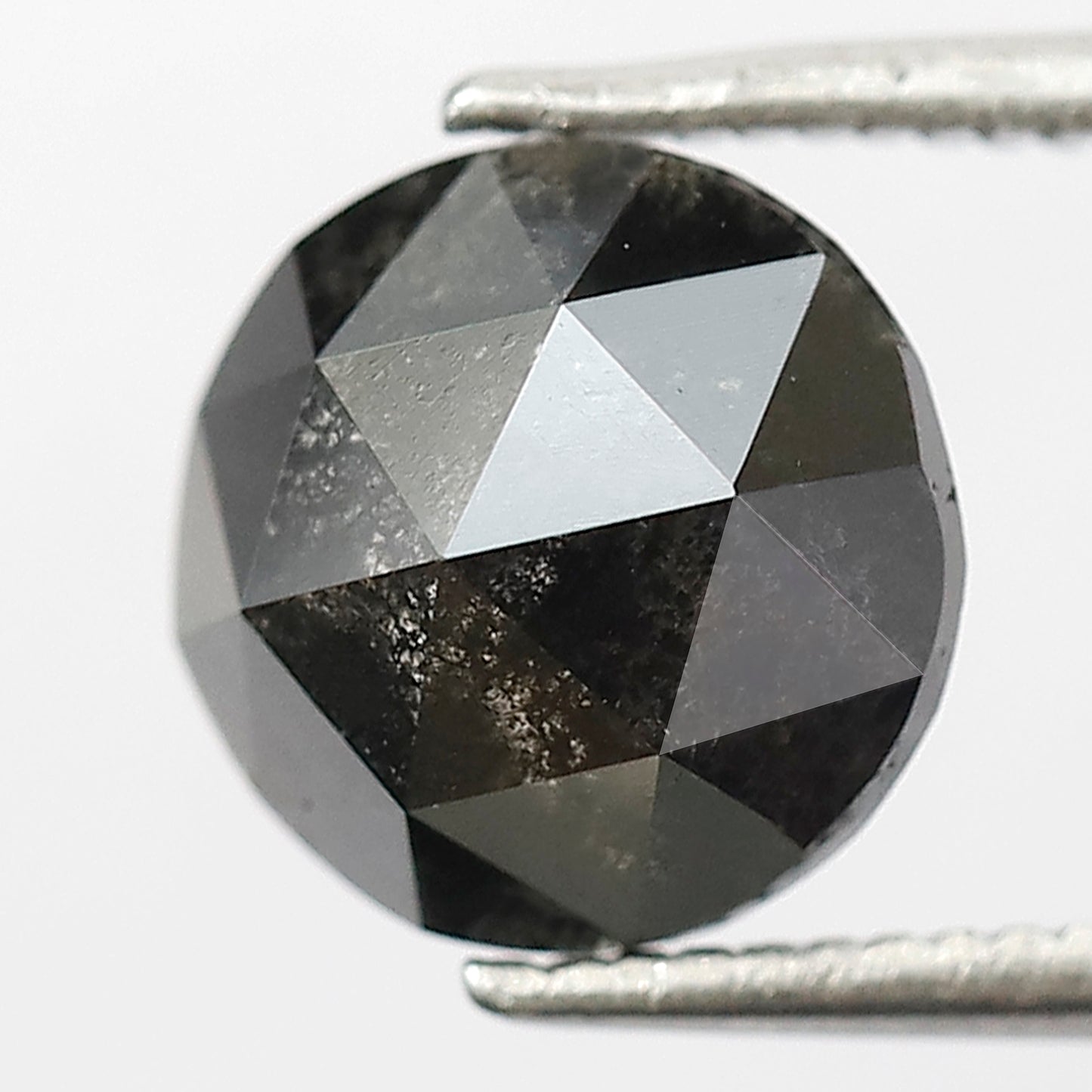 2.15 CT Round Rose Cut Salt and Pepper Diamond | Natural Grey Black Loose Diamond | Rustic Engagement Ring Stone | 8.2 MM