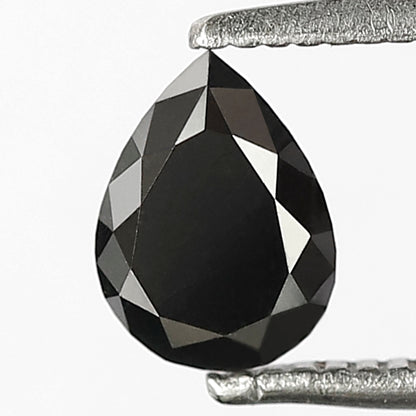 0.85 CT Pear Cut Diamond 6.70 MM Heated Black color Diamond For Engagement Ring