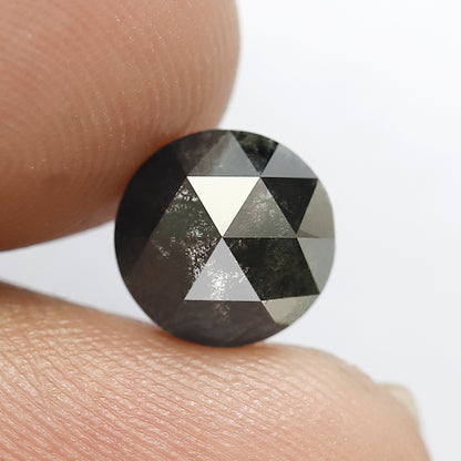 2.15 CT Round Rose Cut Salt and Pepper Diamond | Natural Grey Black Loose Diamond | Rustic Engagement Ring Stone | 8.2 MM