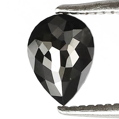 0.85 CT Pear Cut Diamond 6.70 MM Heated Black color Diamond For Engagement Ring