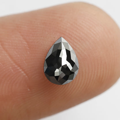 0.85 CT Pear Cut Diamond 6.70 MM Heated Black color Diamond For Engagement Ring
