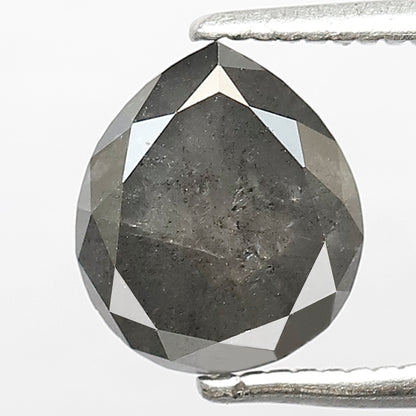 2.02 CT Pear Shape Salt and Pepper Diamond | Natural Grey Black Loose Diamond | Rustic Engagement Ring Stone | 8 x 7 MM