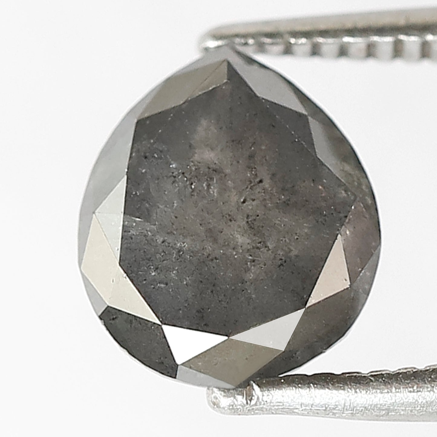 2.02 CT Pear Shape Salt and Pepper Diamond | Natural Grey Black Loose Diamond | Rustic Engagement Ring Stone | 8 x 7 MM