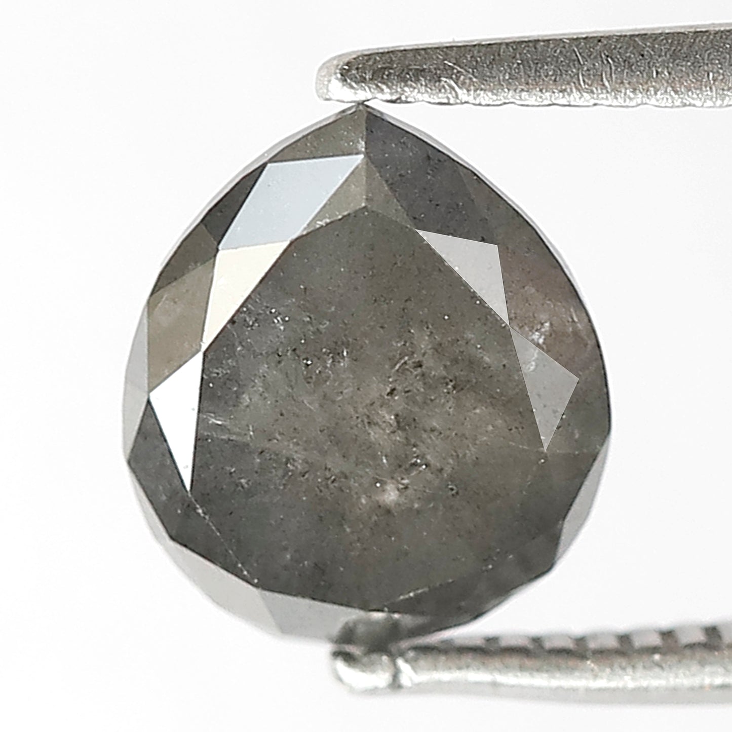 2.02 CT Pear Shape Salt and Pepper Diamond | Natural Grey Black Loose Diamond | Rustic Engagement Ring Stone | 8 x 7 MM