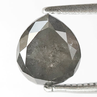 2.02 CT Pear Shape Salt and Pepper Diamond | Natural Grey Black Loose Diamond | Rustic Engagement Ring Stone | 8 x 7 MM