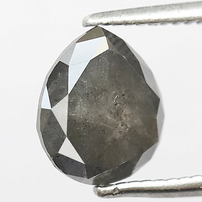 2.02 CT Pear Shape Salt and Pepper Diamond | Natural Grey Black Loose Diamond | Rustic Engagement Ring Stone | 8 x 7 MM
