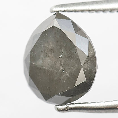 2.02 CT Pear Shape Salt and Pepper Diamond | Natural Grey Black Loose Diamond | Rustic Engagement Ring Stone | 8 x 7 MM