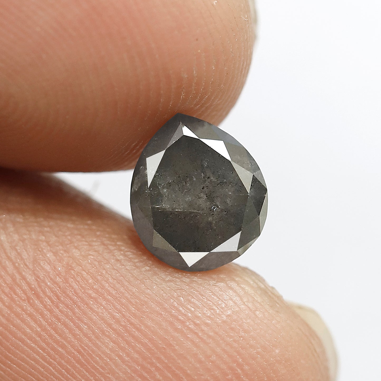 2.02 CT Pear Shape Salt and Pepper Diamond | Natural Grey Black Loose Diamond | Rustic Engagement Ring Stone | 8 x 7 MM