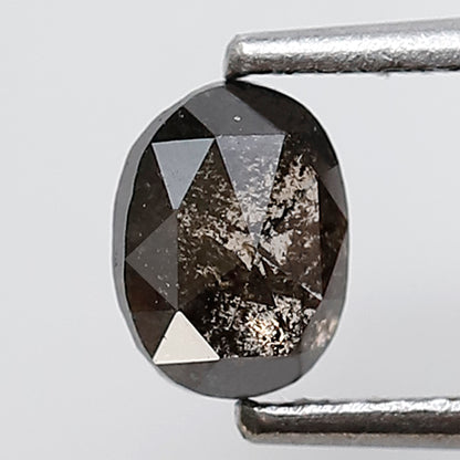 0.72 CT Oval Shape Salt and Pepper Diamond 5.90 MM Grey Black Color Natural Loose Diamond
