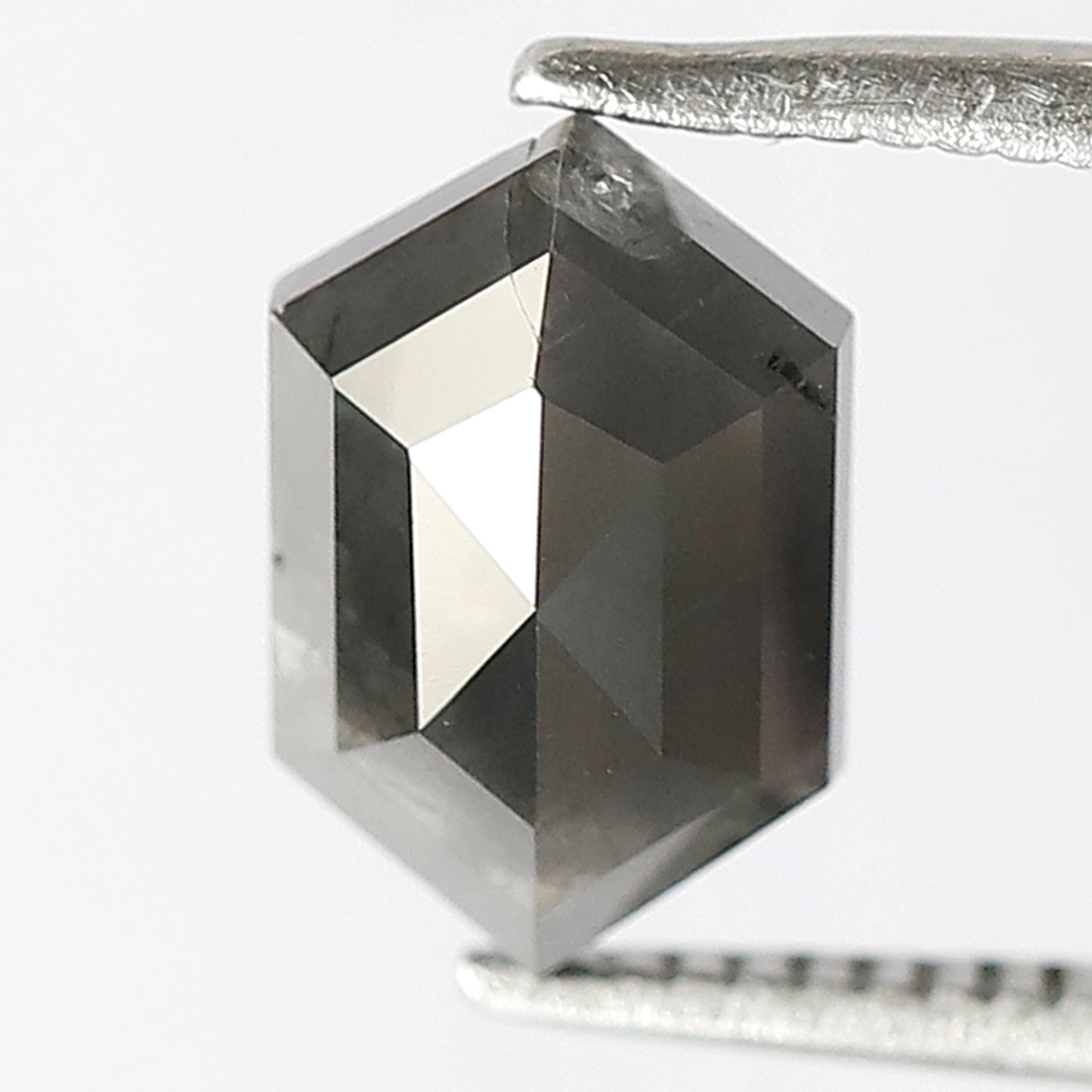 1.54 CT Elongated Hexagon Salt and Pepper Diamond | Natural Grey Black Loose Diamond | Rustic Engagement Ring Stone | 8.9 x 5.7 MM