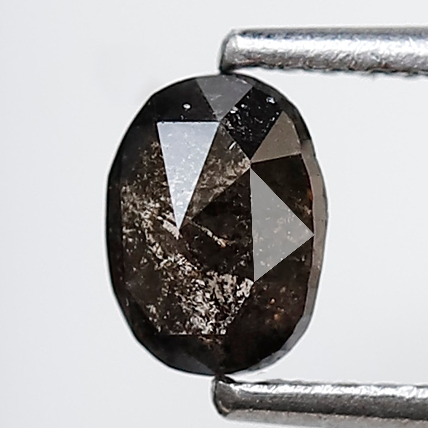0.72 CT Oval Shape Salt and Pepper Diamond 5.90 MM Grey Black Color Natural Loose Diamond