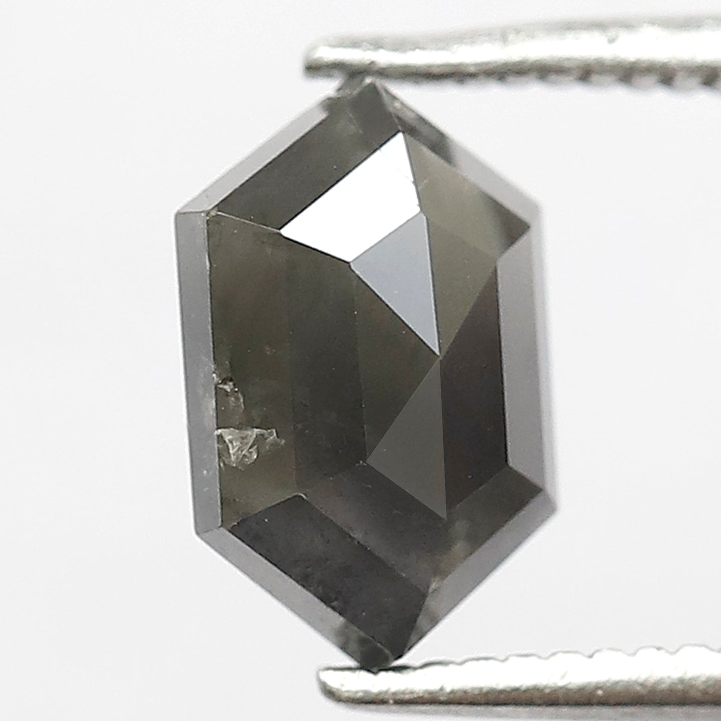 1.54 CT Elongated Hexagon Salt and Pepper Diamond | Natural Grey Black Loose Diamond | Rustic Engagement Ring Stone | 8.9 x 5.7 MM
