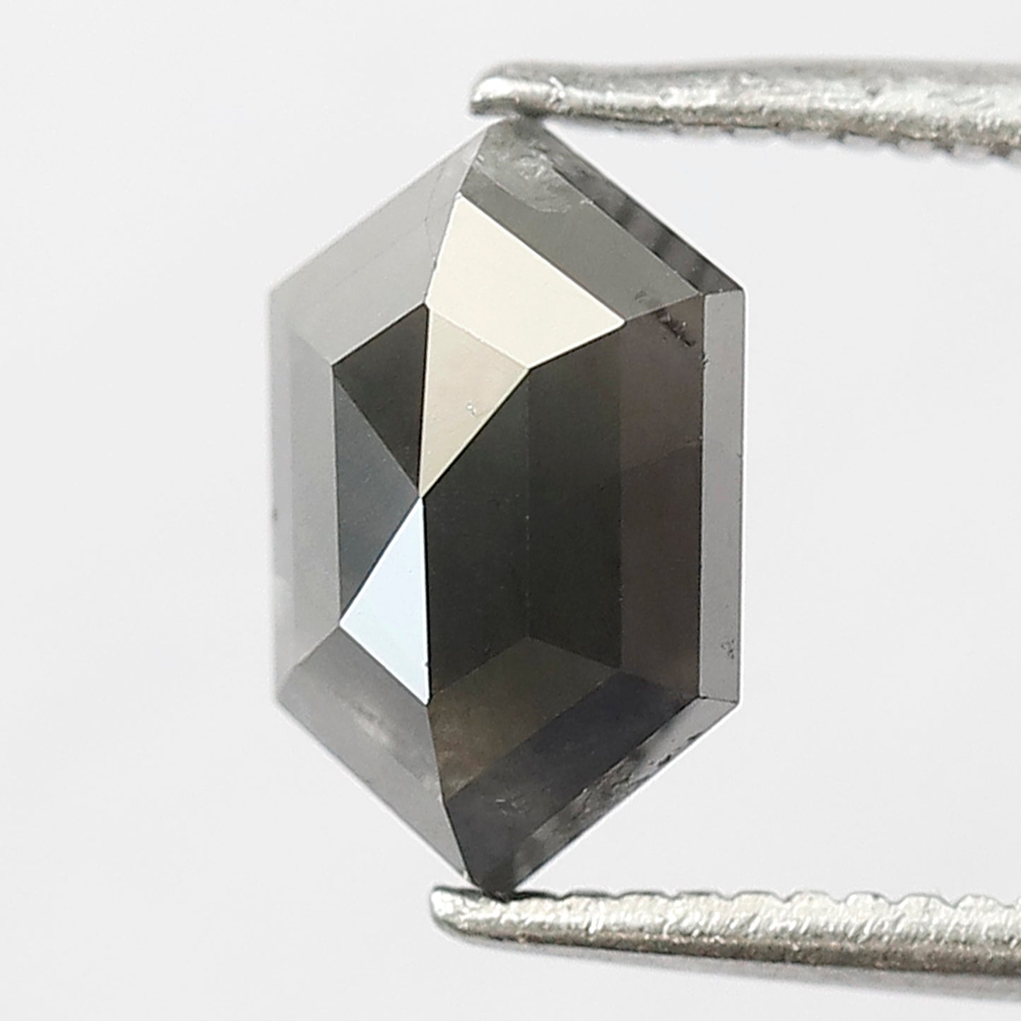 1.54 CT Elongated Hexagon Salt and Pepper Diamond | Natural Grey Black Loose Diamond | Rustic Engagement Ring Stone | 8.9 x 5.7 MM