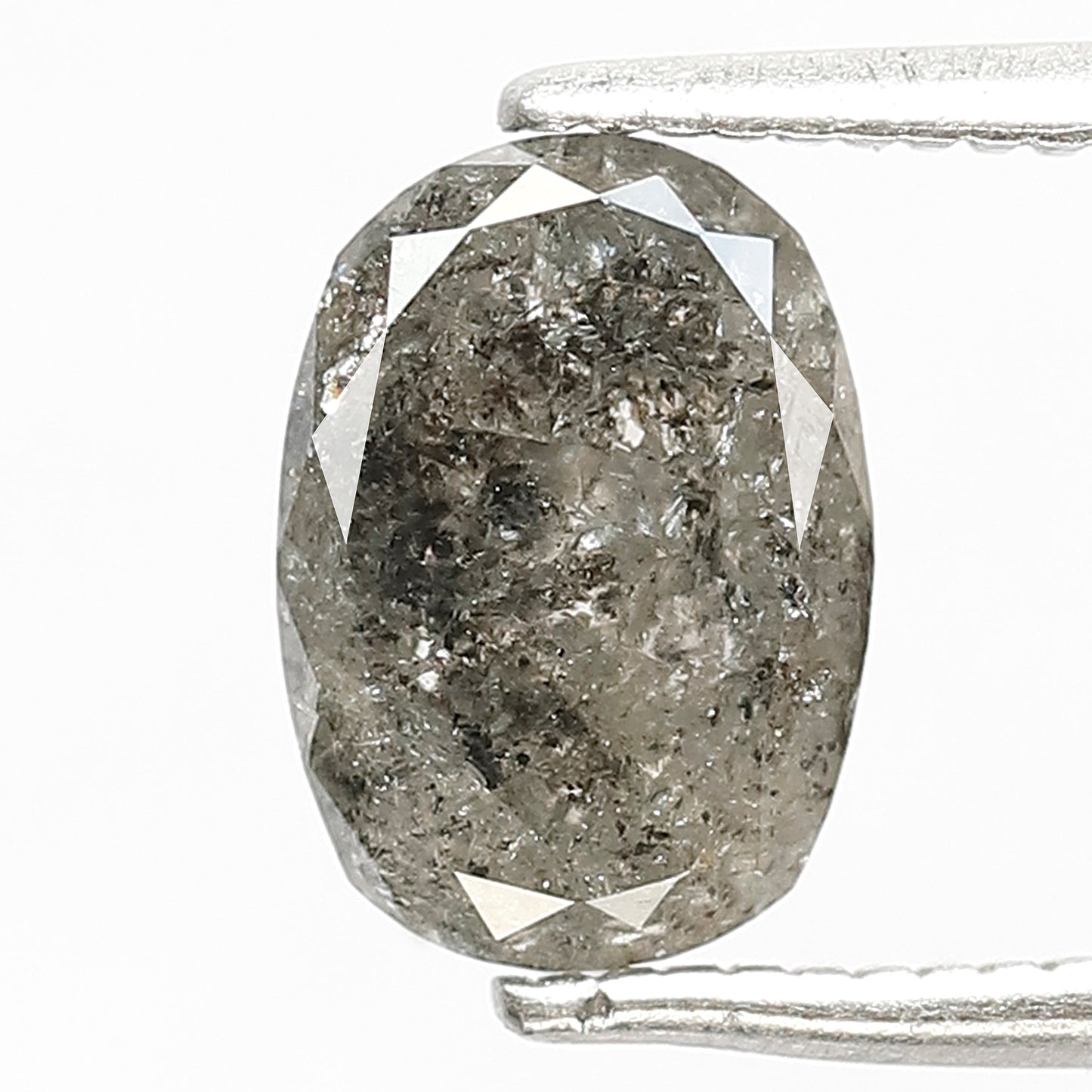 1.63 CT Oval Salt and Pepper Diamond | Natural Grey Black Loose Diamond | Rustic Engagement Ring Stone | Oval Diamond 8.4 x 6.0 mm