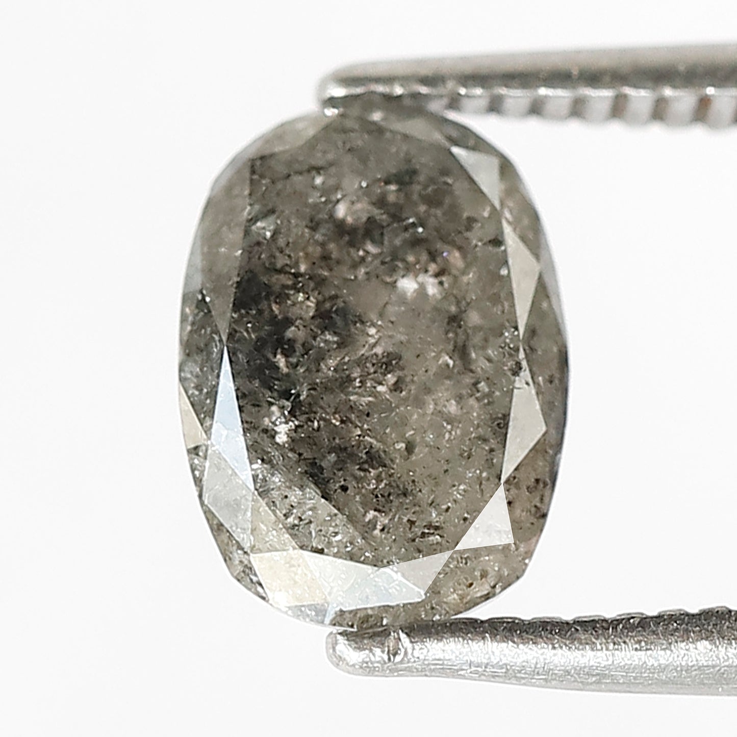 1.63 CT Oval Salt and Pepper Diamond | Natural Grey Black Loose Diamond | Rustic Engagement Ring Stone | Oval Diamond 8.4 x 6.0 mm