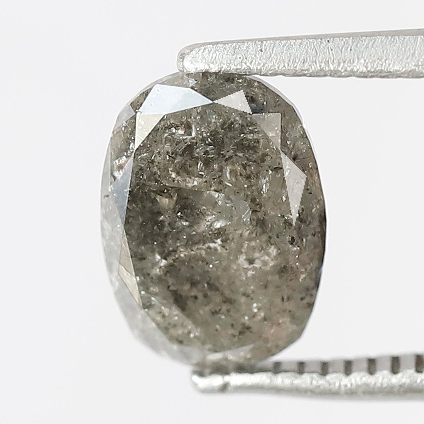 1.63 CT Oval Salt and Pepper Diamond | Natural Grey Black Loose Diamond | Rustic Engagement Ring Stone | Oval Diamond 8.4 x 6.0 mm