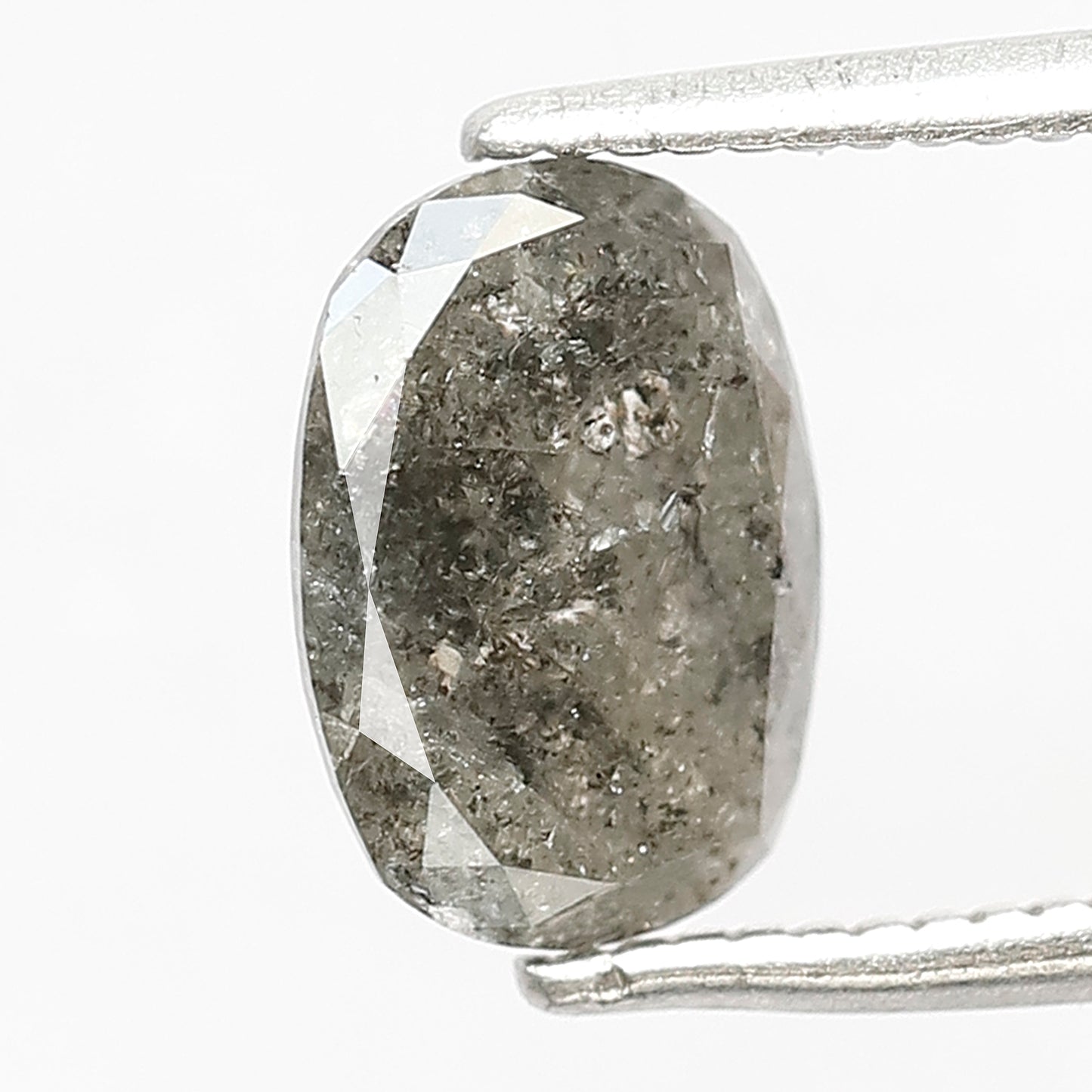1.63 CT Oval Salt and Pepper Diamond | Natural Grey Black Loose Diamond | Rustic Engagement Ring Stone | Oval Diamond 8.4 x 6.0 mm