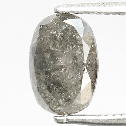 1.63 CT Oval Salt and Pepper Diamond | Natural Grey Black Loose Diamond | Rustic Engagement Ring Stone | Oval Diamond 8.4 x 6.0 mm