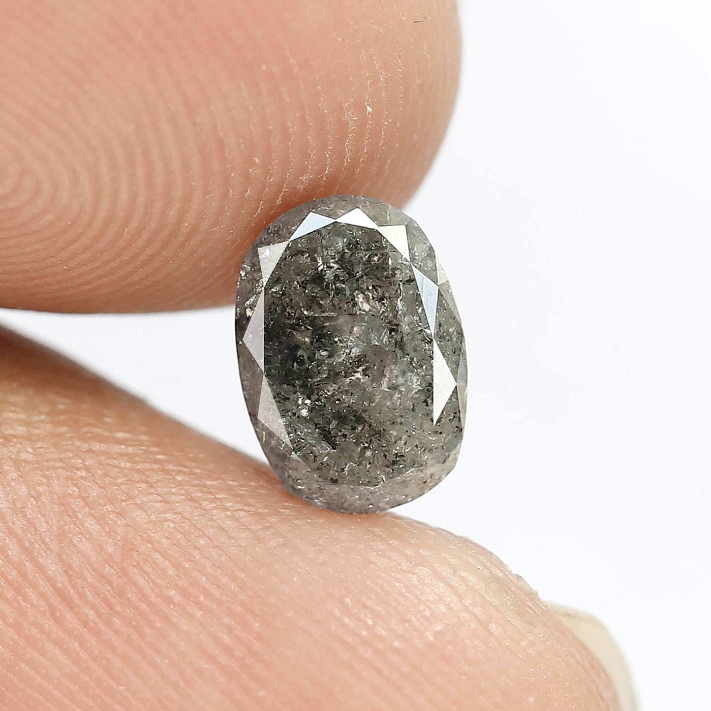 1.63 CT Oval Salt and Pepper Diamond | Natural Grey Black Loose Diamond | Rustic Engagement Ring Stone | Oval Diamond 8.4 x 6.0 mm