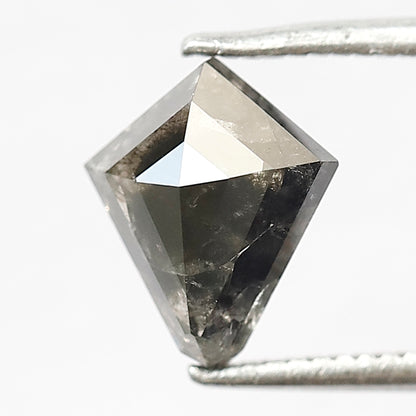 1.34 CT Kite Shape Salt and Pepper Diamond | Natural Grey Black Loose Diamond | Geometric Rustic Engagement Ring Stone | 8.6 x 7.4 MM