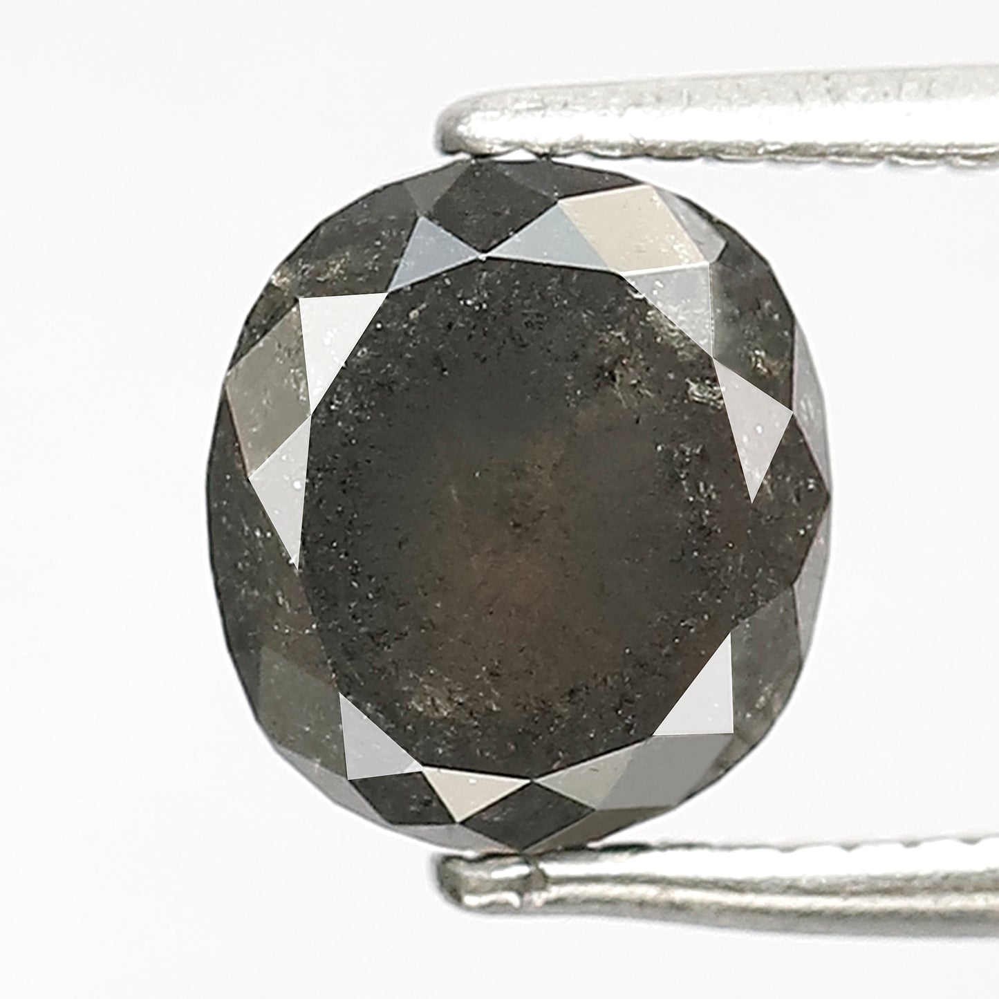 1.79 CT Oval Salt and Pepper Diamond | Natural Grey Black Loose Diamond | Rustic Oval Engagement Ring Stone | 7.1 x 6.4 mm Natural Diamond
