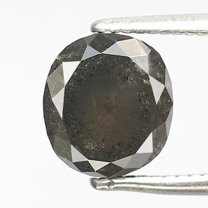 1.79 CT Oval Salt and Pepper Diamond | Natural Grey Black Loose Diamond | Rustic Oval Engagement Ring Stone | 7.1 x 6.4 mm Natural Diamond