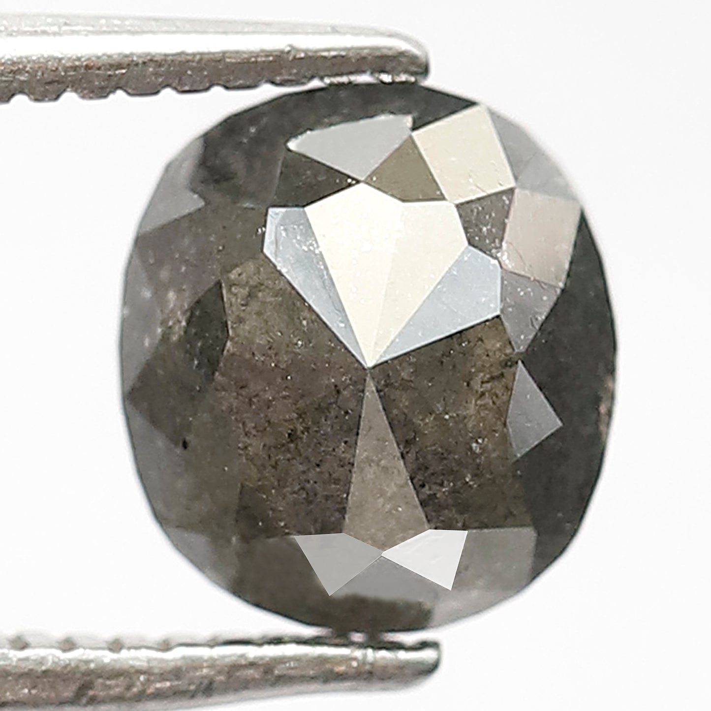 1.79 CT Oval Salt and Pepper Diamond | Natural Grey Black Loose Diamond | Rustic Oval Engagement Ring Stone | 7.1 x 6.4 mm Natural Diamond