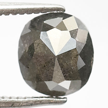 1.79 CT Oval Salt and Pepper Diamond | Natural Grey Black Loose Diamond | Rustic Oval Engagement Ring Stone | 7.1 x 6.4 mm Natural Diamond