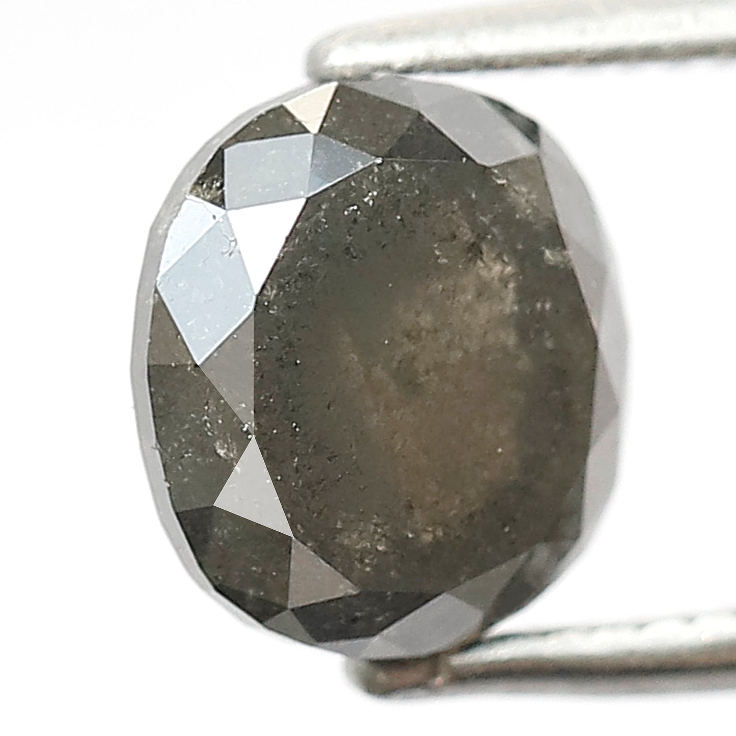 1.79 CT Oval Salt and Pepper Diamond | Natural Grey Black Loose Diamond | Rustic Oval Engagement Ring Stone | 7.1 x 6.4 mm Natural Diamond