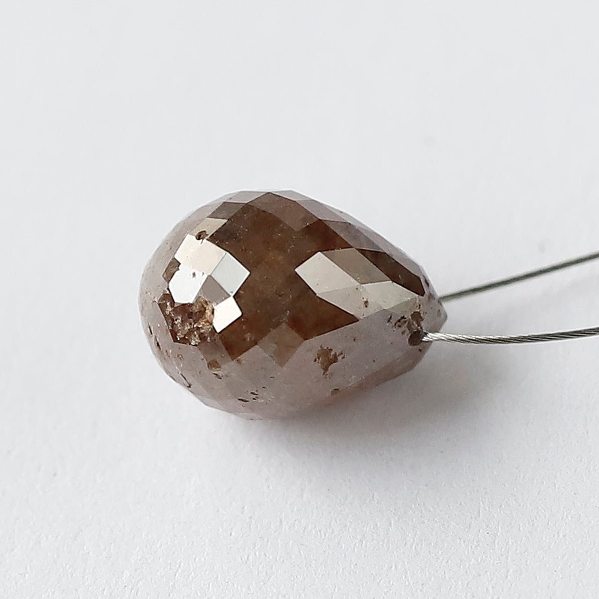 3.50 CT Beautiful Fancy Reddish Grey Drilled Loose  Briolette Ideal For Making Gold Pendant