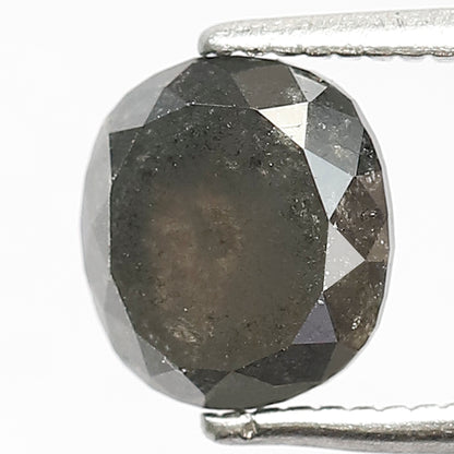 1.79 CT Oval Salt and Pepper Diamond | Natural Grey Black Loose Diamond | Rustic Oval Engagement Ring Stone | 7.1 x 6.4 mm Natural Diamond
