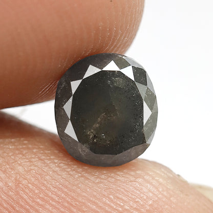 1.79 CT Oval Salt and Pepper Diamond | Natural Grey Black Loose Diamond | Rustic Oval Engagement Ring Stone | 7.1 x 6.4 mm Natural Diamond