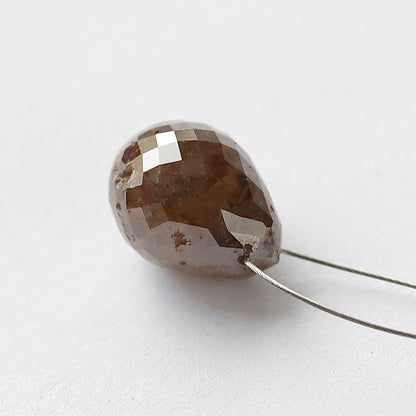 3.50 CT Beautiful Fancy Reddish Grey Drilled Loose  Briolette Ideal For Making Gold Pendant