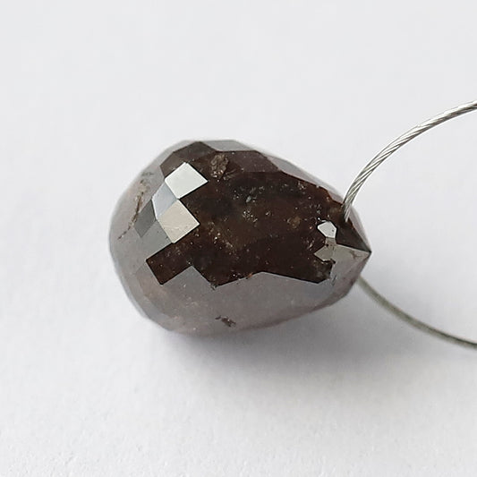 1.87 CT 7.4 x 5.5 MM  Natural Dark Brown Drilled Briolette Shape Conflict Free Ethically Sourced Diamond Bead