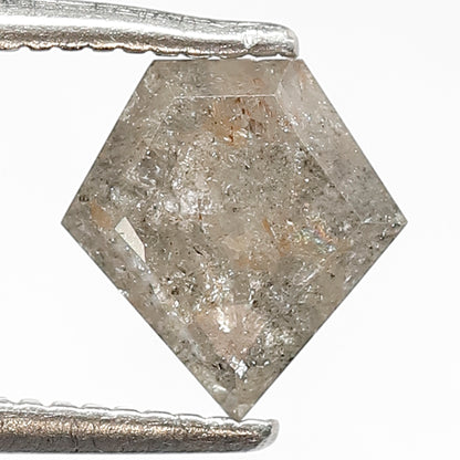 1.49 CT Pentagon Salt and Pepper Diamond | Natural Grey Black Loose Diamond | Geometric Rustic Engagement Ring Stone | 7.2 x 6.8 MM
